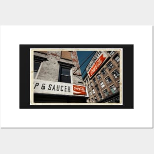 Cup & Saucer - New York City Store Sign Kodachrome Postcards Posters and Art